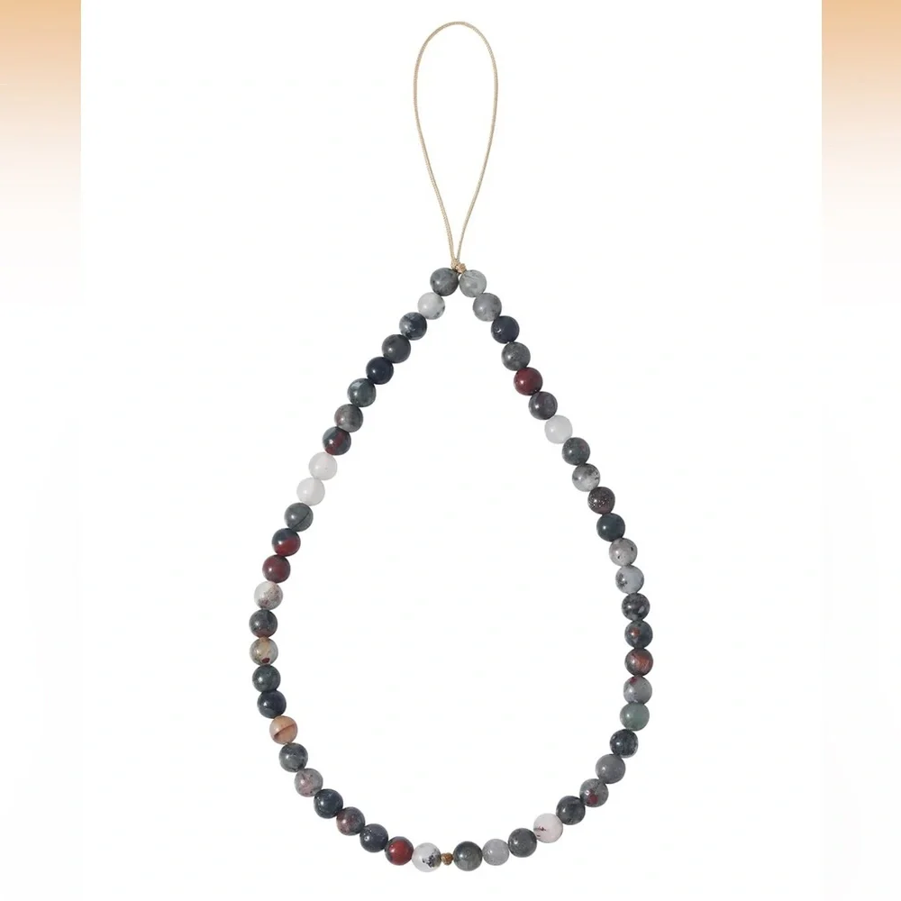 Bloodstone Phone Charm Lanyard Balancing, circulation, emotional strength, detox